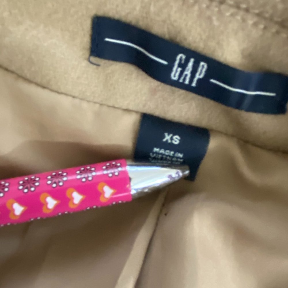 Gap Tan Wool Blend Toggle Button Down Coat Xs - image 7